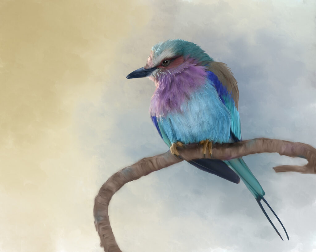 Lilac breasted roller painting