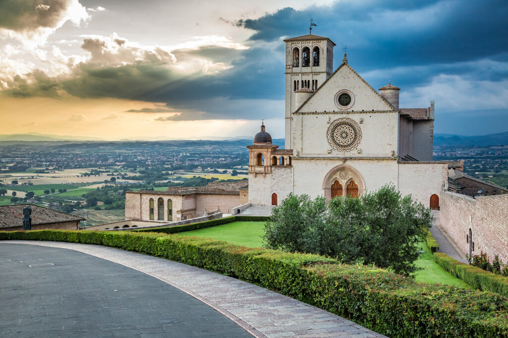 Beautiful basilica in Assisi, Umbria in Italy