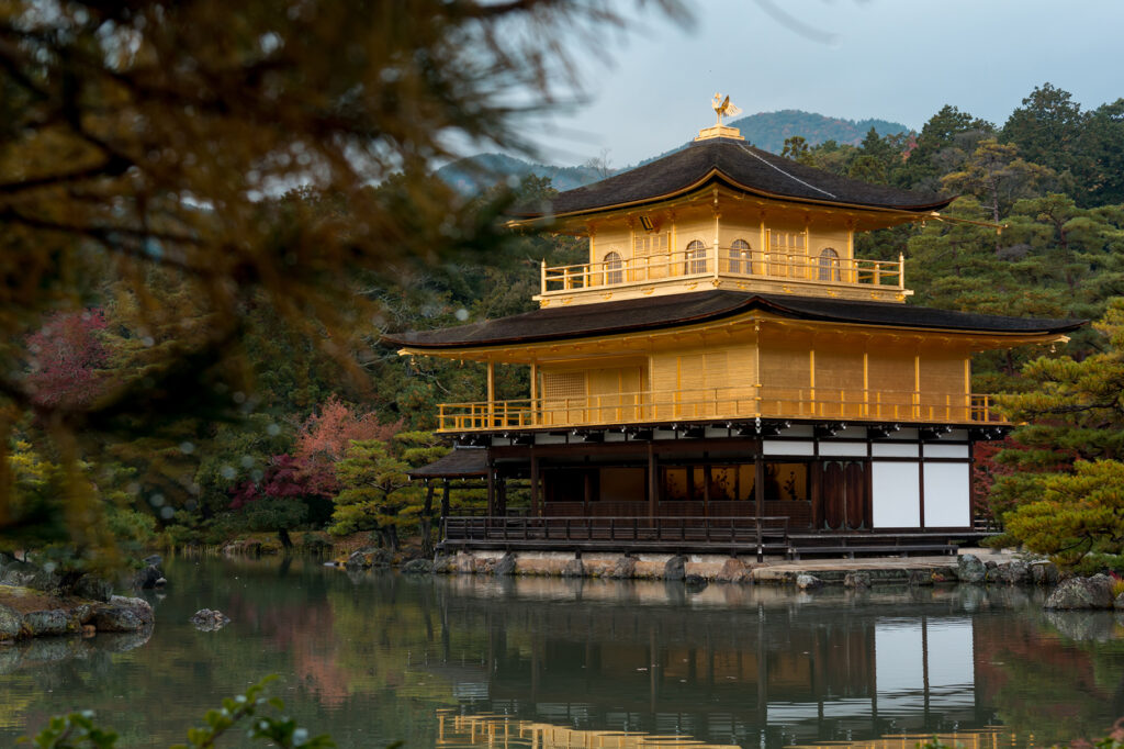 Kinkaku-ji temple near lake in kyoto, japan