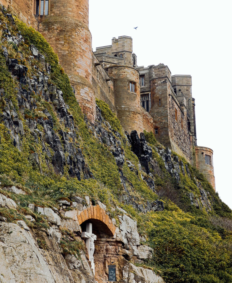 Bamburgh Castle sits dramatically on a cliff