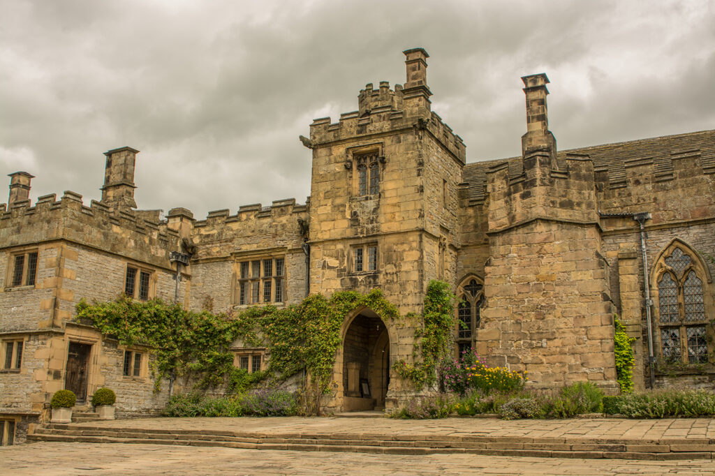 Haddon Hall Castle in Derbyshire England