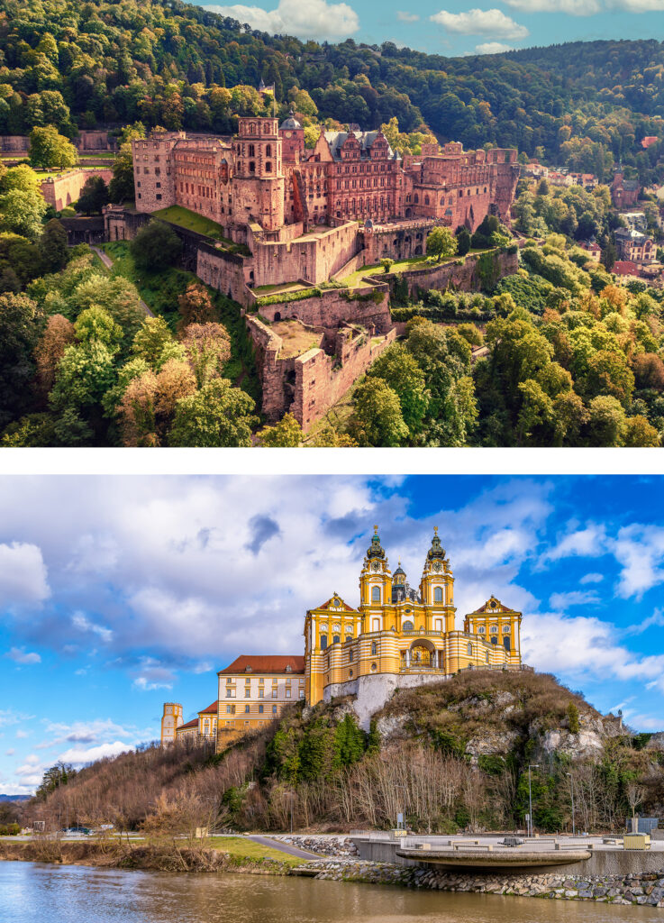 Heidelberg Castle and Melk Abbey